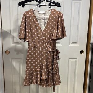 Mustard Seed Brown and White Polka Dot Mini Dress